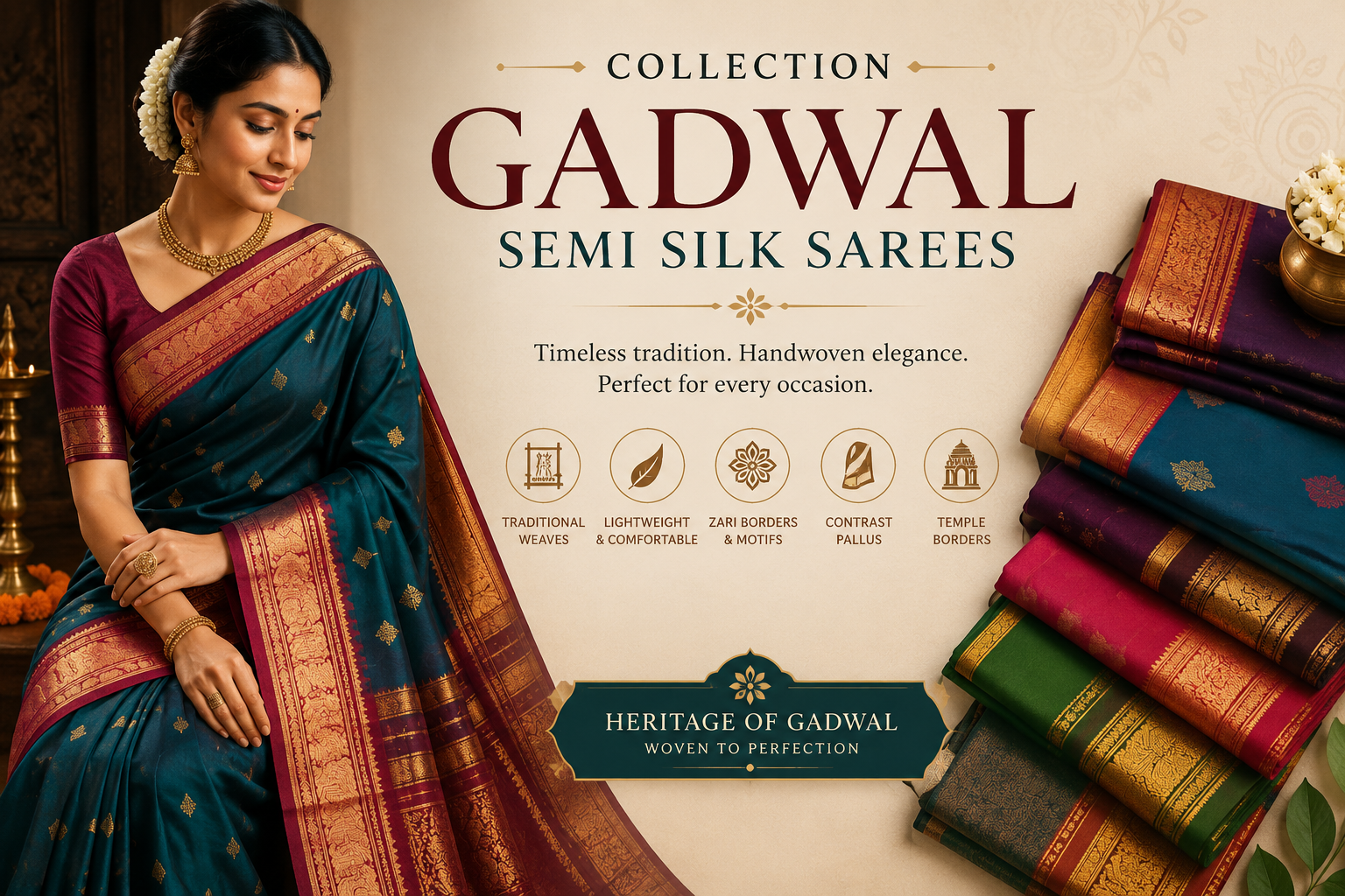 Gadwal Semi Silk Sarees