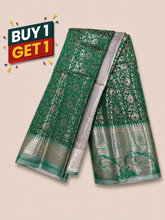 Green Banarasi Soft Silk Saree