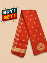 Maroon Soft Silk Saree with Gold Zari Buttas & Designer Tree Motif