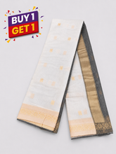 Elegant White Soft Silk Saree with Grey Border