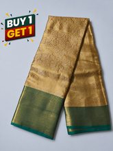 Golden Soft Silk Saree with Green Border