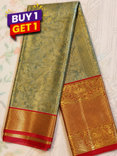 Sage Green Semi Kanchi Pattu Tissue Silk Saree