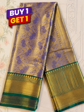 Lavender Gold Semi Kanchi Pattu Tissue Silk Saree