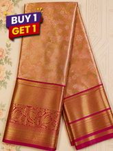 Pink Gold Semi Kanchi Pattu Tissue Silk Saree