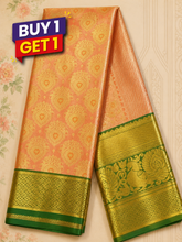 Peach Gold Semi Kanchi Pattu Saree