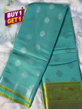 Aqua Blue Fancy Semi Silk Saree