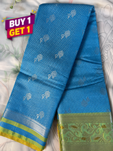 Sky Blue Fancy Semi Silk Saree