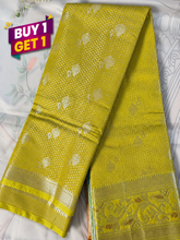 Lime Yellow Fancy Semi Silk Saree