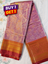 Lavender Purple Semi Kanchi Pattu Tissue Silk Saree