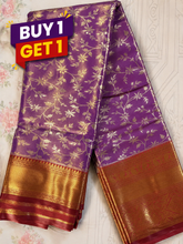 Lavender Pink Semi Kanchi Pattu Tissue Silk Saree