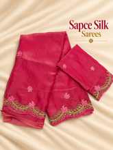 Elegant Pink Space Silk Saree with Floral Embroidery