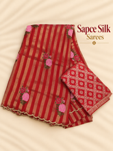 Red & Golden Striped Space Silk Saree