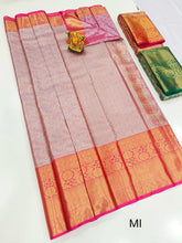 Blush Pink & Coral Orange Kanchi Semi Fancy Silk Saree with Floral Zari Weaves