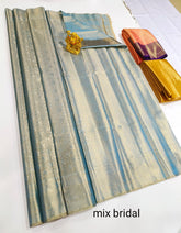 Peachy Pink & Gold Glam – Embroidered Semi Silk Saree