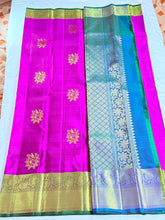 Rajnitha Purple Kanchipuram Silk Saree with Blue Pallu