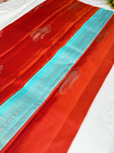 Sharvani Red Kanchipuram Silk Saree with Blue Border