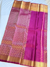 Magenta Brocade Kanchipuram Silk Saree with Copper Zari Border
