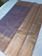 Aadhya Lavender-Beige Kanchipuram Silk Saree with Floral Zari