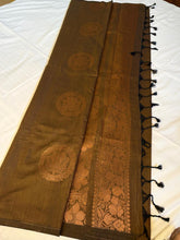 Coffee Brown Kanchipuram Silk Saree with Copper Zari Motifs