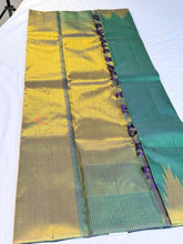 Emerald Green Kanchipuram Silk Saree with Gold Zari Pallu & Zigzag Temple Border