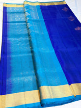 Turquoise Blue with Royal Violet Weaving Kanchipuram Silk Saree
