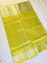 Golden Lime Kanchipuram Pure Silk Saree with Silver Zari Highlights