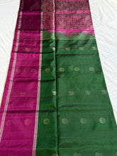 Dual-Tone Kanchipuram Silk Saree in Green & Pink with Butta Weave
