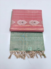 Teal Green & Wine Purple Upada Pattu Saree with Gold Zari Floral Weaves
