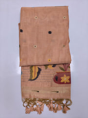 Peach Zamdani cotton blend paithani border saree