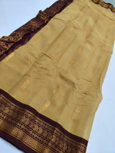 Golden Gadwal Saree with Maroon Zari Border