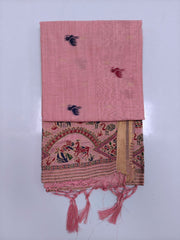 Pink Zamdani Cotton Blend Paithani Border Saree