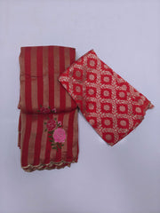 Red & Golden Striped Space Silk Saree