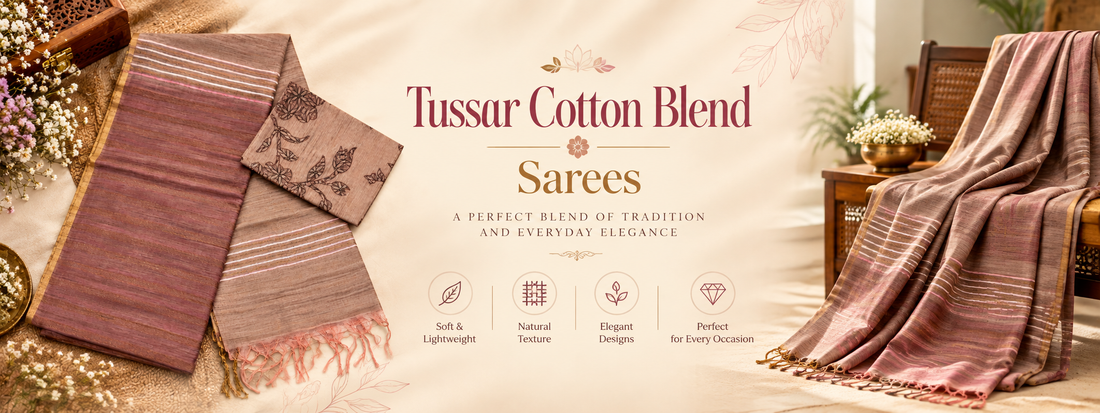 Tussar cotton blend sarees