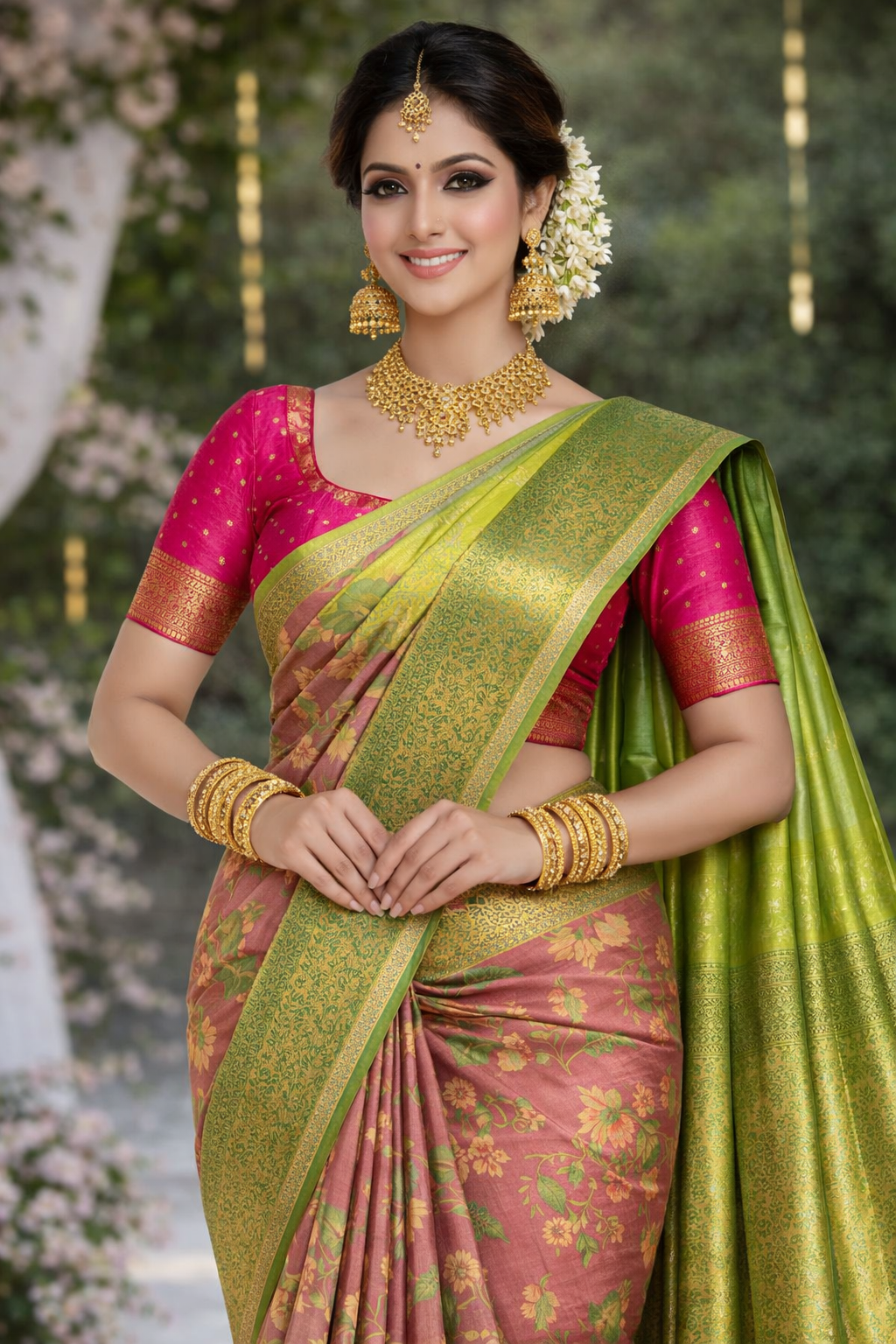 Verdant Harmony Kanchi Semi Fancy Silk Saree with Dual Tone Panel Weave VR MISS | Sarees that defines you