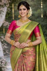 Verdant Harmony Kanchi Semi Fancy Silk Saree with Dual Tone Panel Weave VR MISS | Sarees that defines you