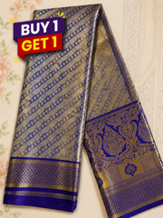 Royal Blue Semi Kanchi Pattu Tissue Silk Saree