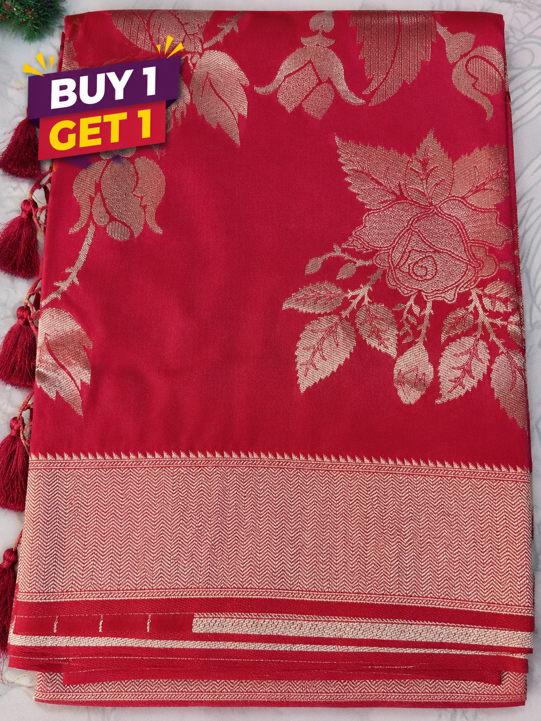 Crimson Red Soft Silk Saree