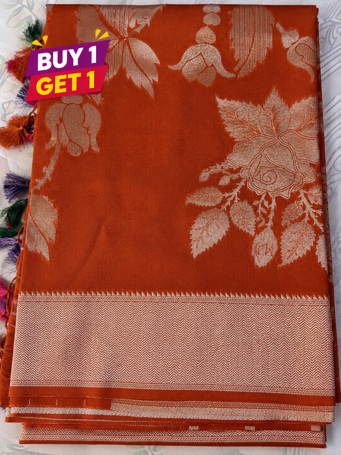 Rust Brown Soft Silk Saree