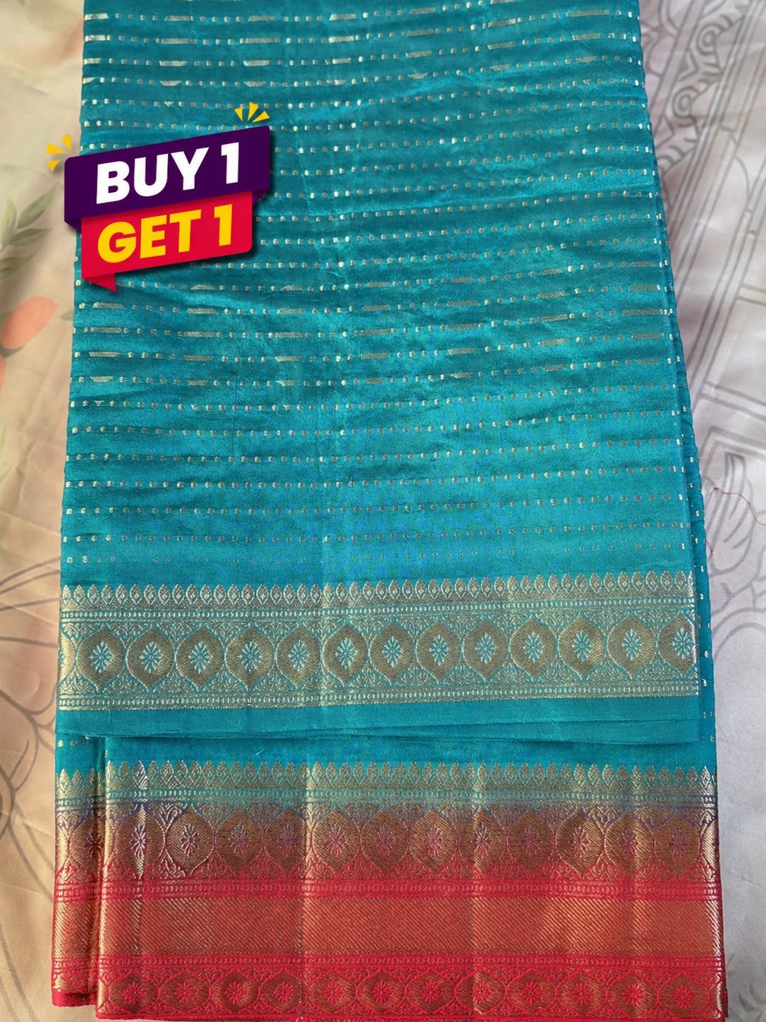 Aqua Blue Semi Kanchi Silk Saree