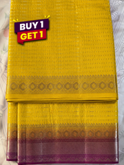Mustard Yellow Semi Kanchi Silk Saree