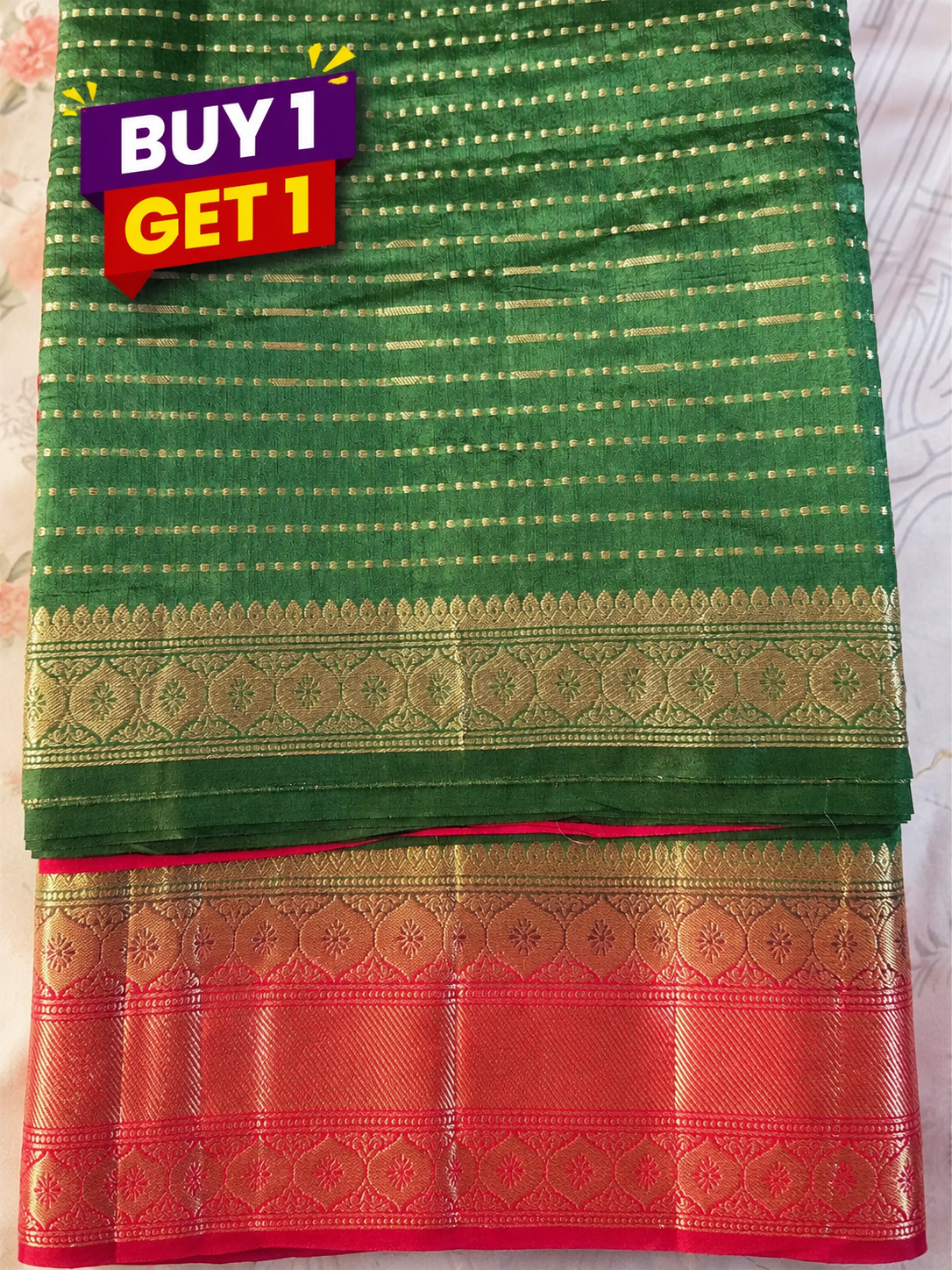 Bottle Green Semi Kanchi Silk Saree