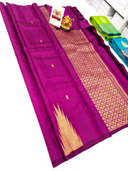 Kanchipuram Pure Soft Silk Saree in Royal Purple & Gold