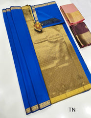Turquoise Blue & Navy Gift Butta Arts Silk Sarees – Royal Fusion