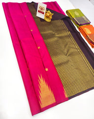 Kanchipuram Pure Soft Silk Saree in Deep Maroon & Gold Pallu