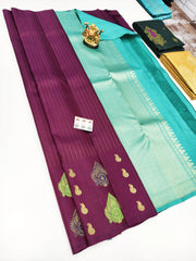 Kanchipuram Pure Soft Silk Saree in Blush Pink & Silver Zari