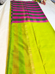 Varnika Multi-Check Kanchipuram Silk Saree with Green Pallu
