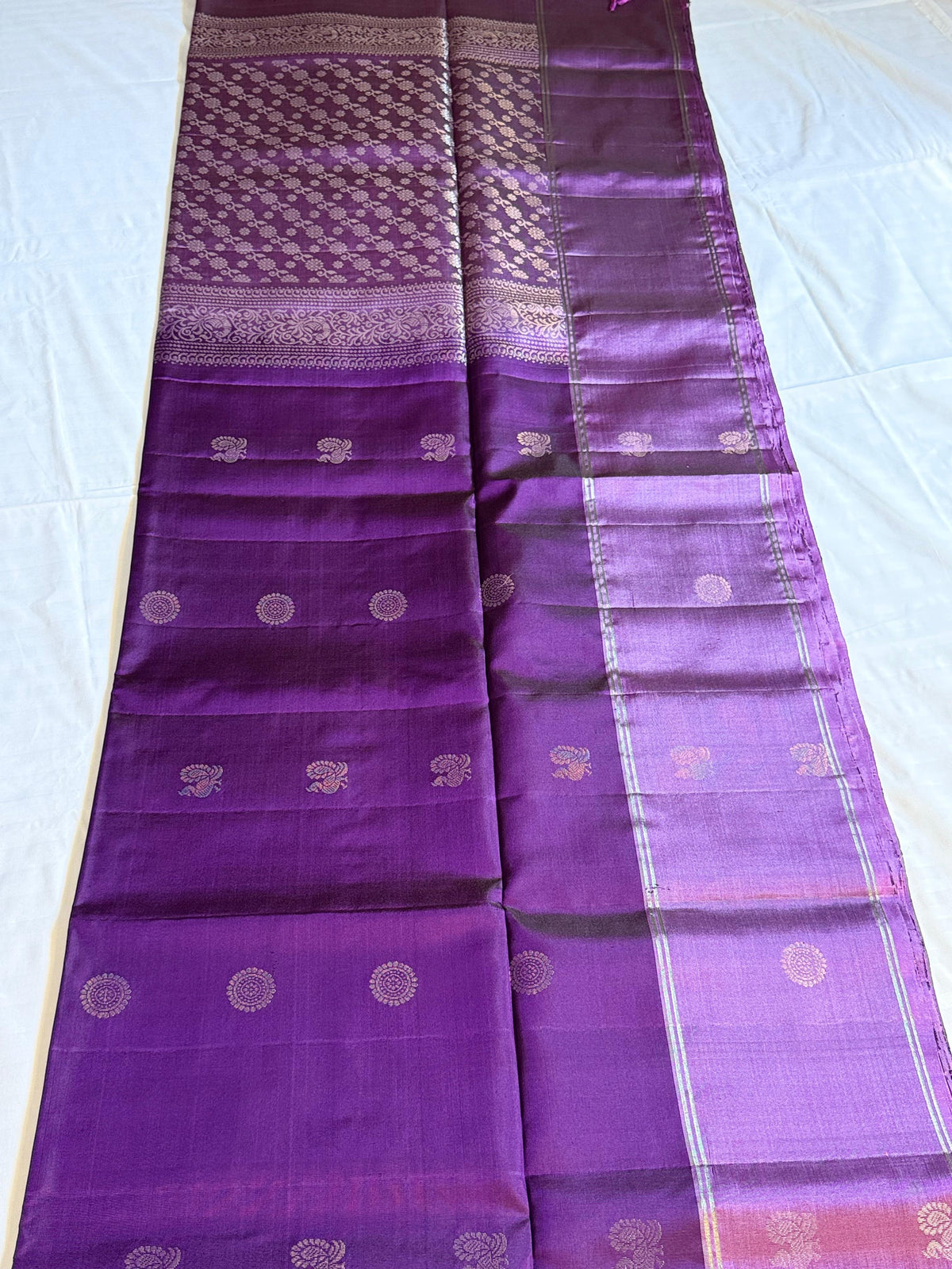 Vaidehi Royal Purple Kanchipuram Silk Saree with Full Zari Pallu