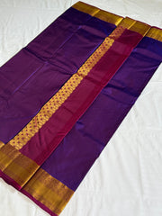 Royal Purple Kanchipuram Silk Saree with Maroon Zari Border