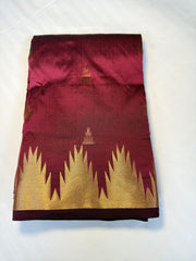 Magenta & Green Kanchipuram Silk Saree with Diamond Zari Weave