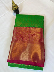 Emerald Green Kanchipuram Silk Saree with Rich Rani Zari Pallu